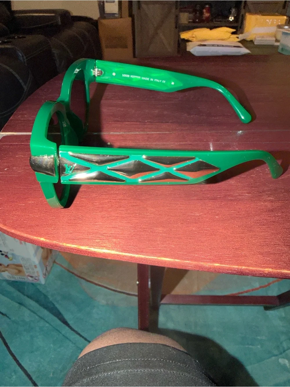 Louis Vuitton Emerald Green Cat-Eye Sunglasses with Dark Lenses
